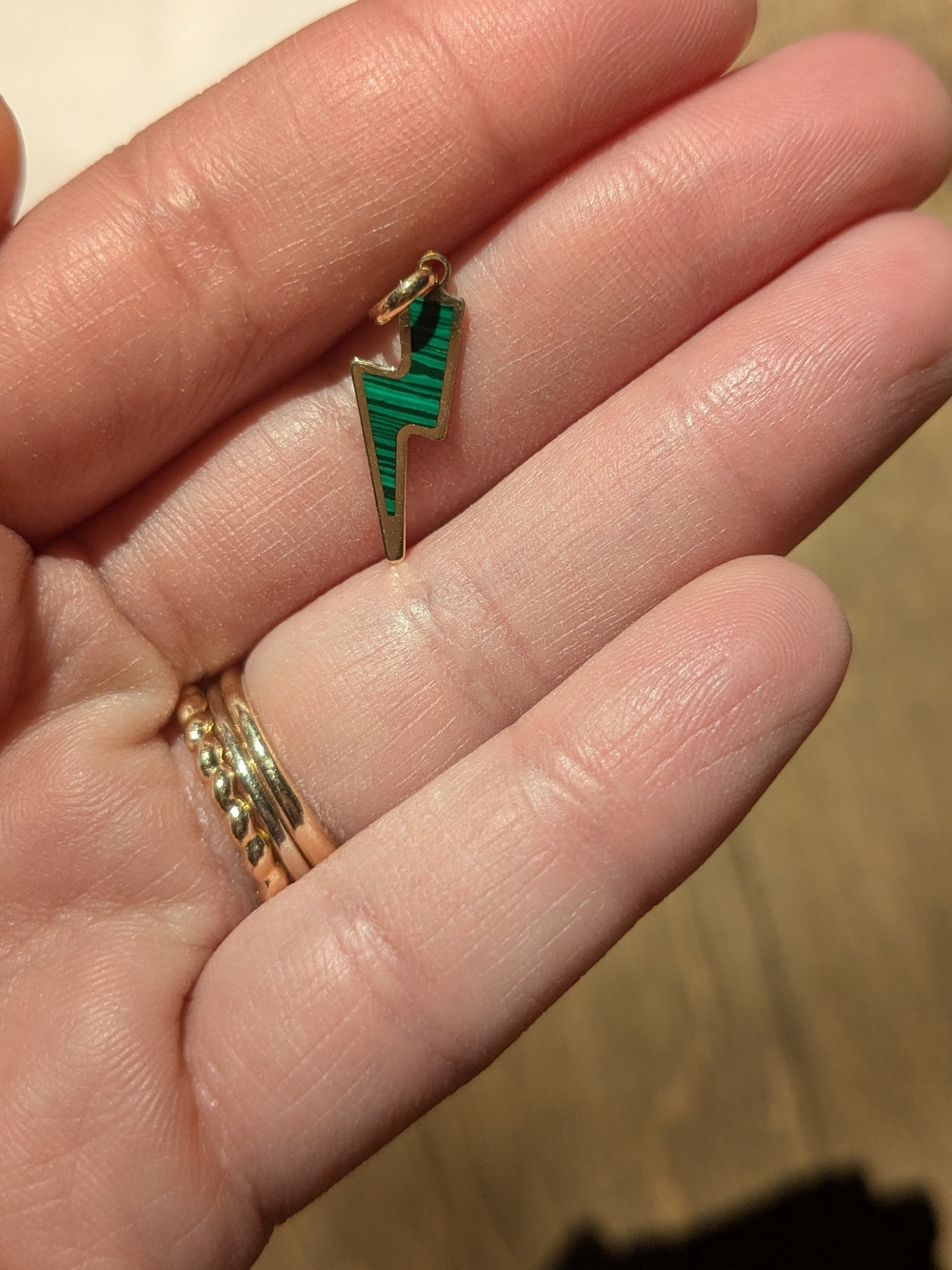 Green Lightning Bolt Pendant Charm